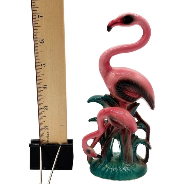 1950s Mid-Century California Mother & Child Pink Flamingo Ceramic Tabletop Statue For Sale - Image 5 of 5