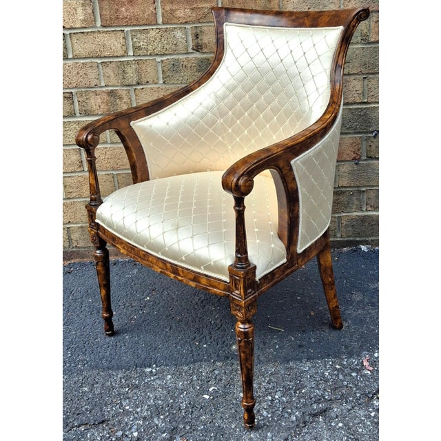Late 20th Century Late 20th Century William IV Style Burl Wood and Diamond Brocade Upholstered Armchair For Sale - Image 5 of 13