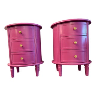 Pink Pair of Nightstands For Sale