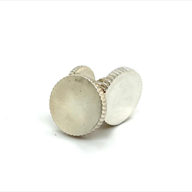 1990s 1990s Tiffany & Co Estate Ridged Cufflinks Sterling Silver, 2 Pieces For Sale - Image 5 of 9