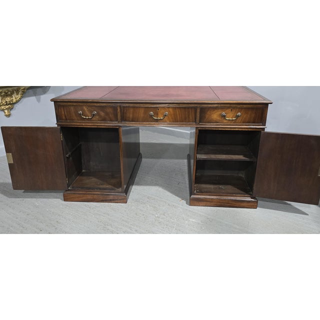 Wood Antique Mahogany Partners Desk, 1910 For Sale - Image 7 of 15