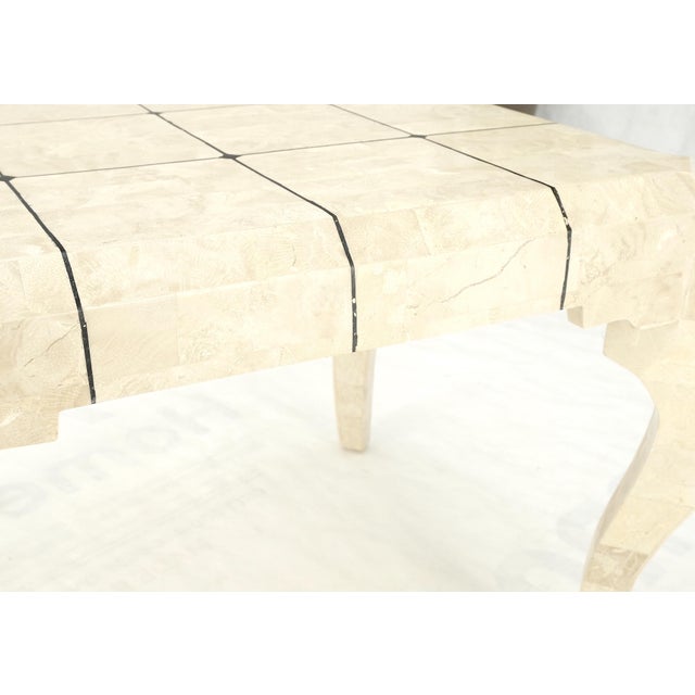 Metal Tessellated Stone Top Brass Inlay Cabriole Leg Side End Occasional Table For Sale - Image 7 of 12