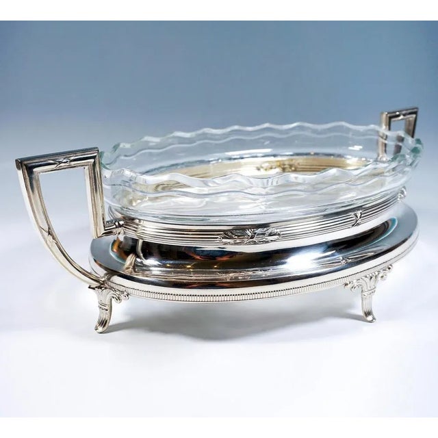 Art Nouveau Silver Jardinière with Waved Glass Liner, Germany, 1900s For Sale - Image 4 of 9