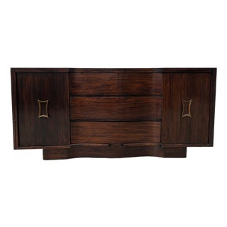 Vintage MCM Mengel Solid Mahogany 9 Drawer Triple Dresser, Attributed For Sale