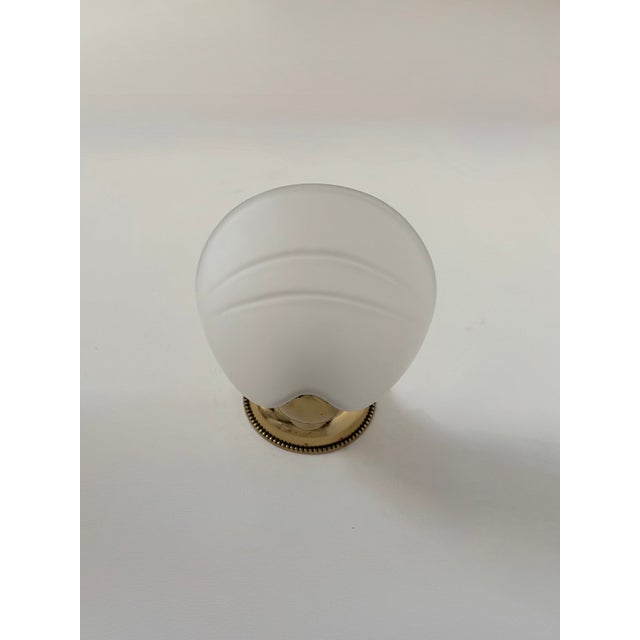 Vintage Brass and Frosted Glass Wall Lights, Italy, 1970s, Set of 2, in Very Good conditions. Designed 1970 to 1979...