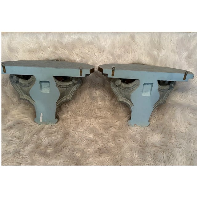 Sculpture Materials Vintage Gilded Aqua Wall Brackets-a Pair For Sale - Image 7 of 7