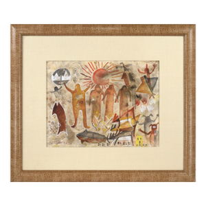 Charles Stewart Pictographs and Symbols Rain Dance Taos Society of Artists Taos New Mexico Late 20th Century