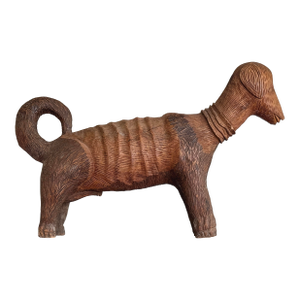 Vintage Monumental Folk Art Hand Carved Dog Sculpture