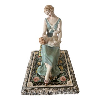 Art Deco Polychrome Ceramic Maternità Sculpture by Vincenzo Bertolotti, Italy, 1930s For Sale