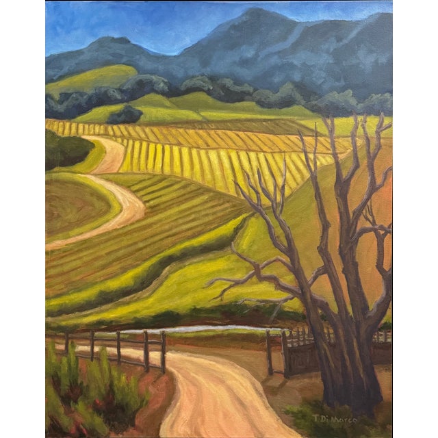 "Vineyards, Santa Rita Hills, California". This landscape oil painting was painted from a trip to California and the Santa...