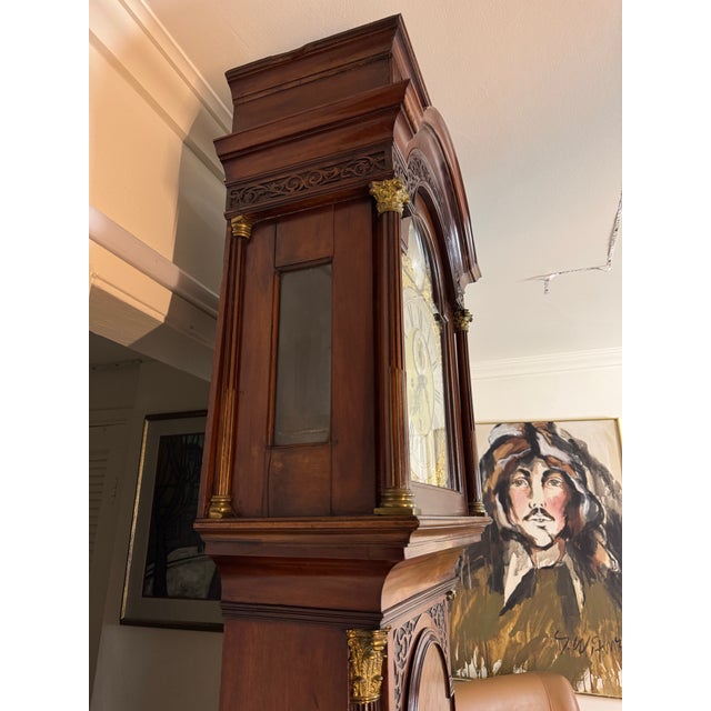 Mid 18th Century George II Mahogany Grandfather Clock in Ornately Detailed Case For Sale - Image 12 of 12