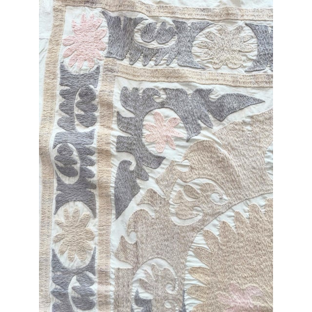 Decorative Suzani Tablecloth - 4'6'' X 5' For Sale In New York - Image 6 of 9