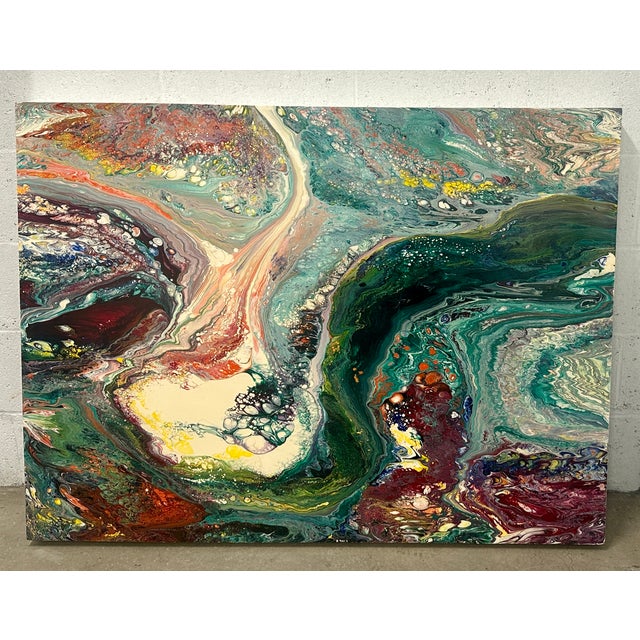 Richard Mann Abstract Acrylic Painting on Panel, 48" X 36", California, Circa 1980s For Sale - Image 9 of 13