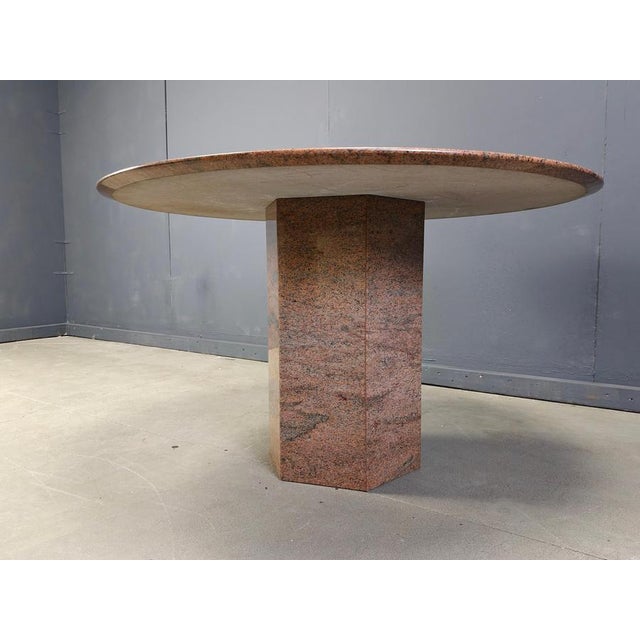 Brown Vintage Round Granite Dining Table, 1970s For Sale - Image 8 of 17