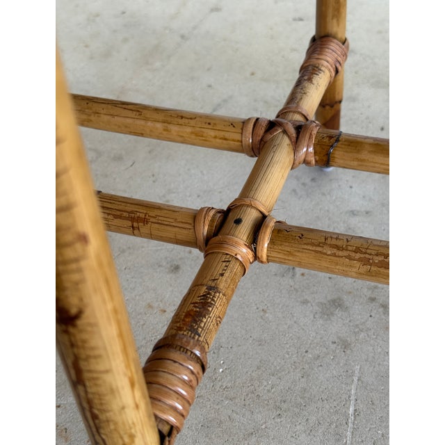 Mid-20th Century Sons-Cunningham Rattan Side Table With Tropical Wallpaper Top For Sale - Image 10 of 12