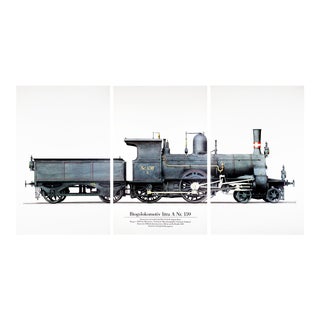 Danish Original Triptych Railroad Poster by Bo Bonfils For Sale