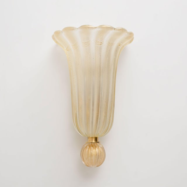 Murano Glass Wall Sconces with Gold Dust Inclusions, 2000, Set of 2 For Sale - Image 4 of 10