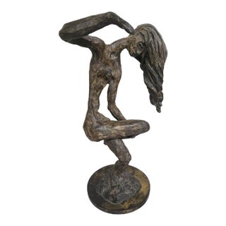 20th Century School Brutalist Bronze Figurative Sculpture of a Woman For Sale