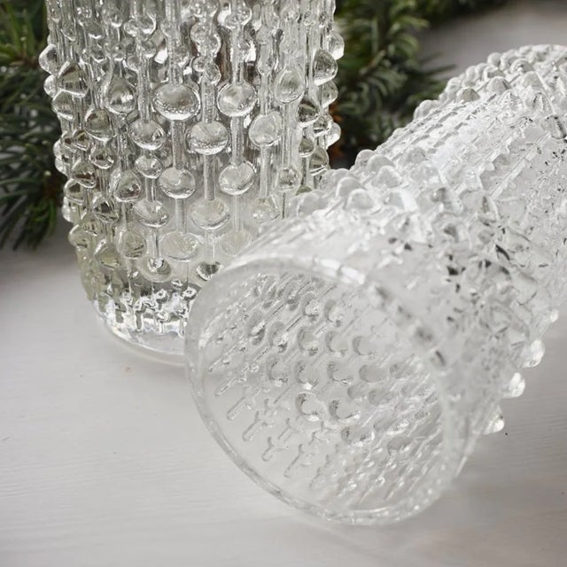 Set of two 1974 Candle Wax Vases by Frantisek Peceny for Sklo Union, Czech glass makers. 1) 8,5cms Diam. 23cms Tall. 2)...