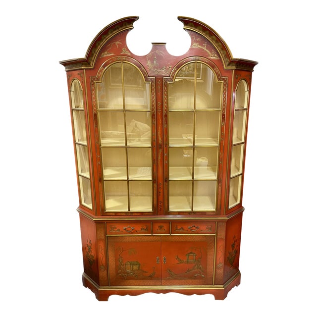 Mid 20th Century Red Lacquer Display Cabinet by Scalia, Schmieg, Kotzian For Sale