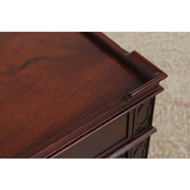 Pair of Baker Chippendale Mahogany Lamp Tables W. Drawer For Sale - Image 13 of 18