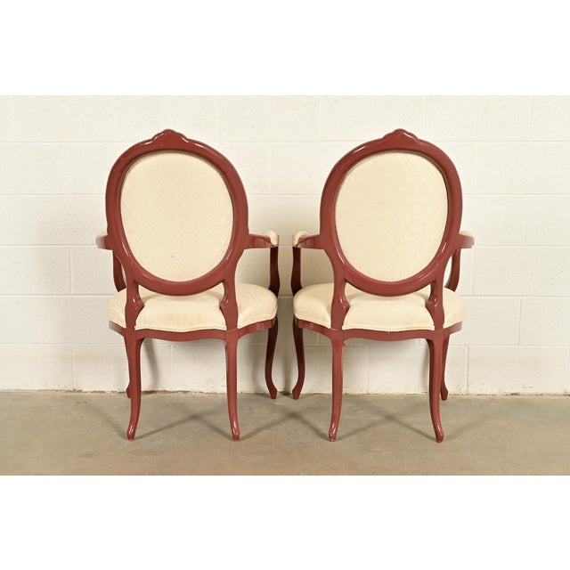 Karges Style French Provincial Louis XV Brown Lacquered Dining Chairs, Set of Six For Sale - Image 13 of 14
