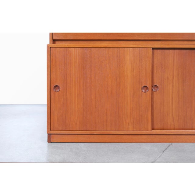 Burnt Orange Mid-Century Modern Two-Piece Teak Secretary Cabinet / Desk by Borge Mogensen For Sale - Image 8 of 12