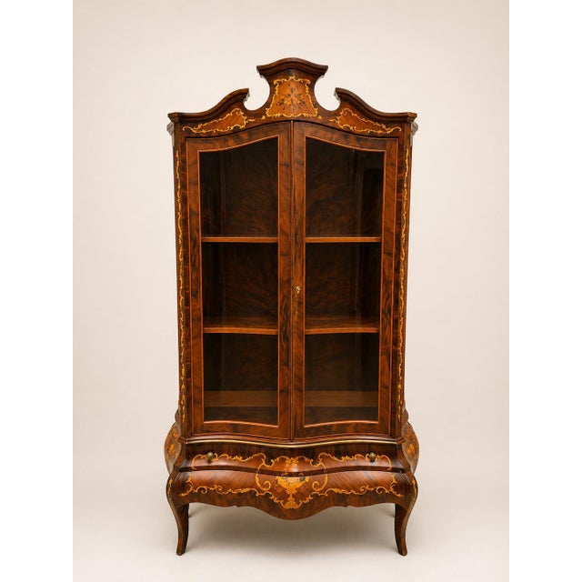 Vitrine Cabinet in Marquetry For Sale - Image 5 of 5
