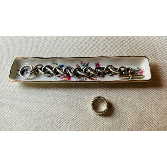 White Antique Hammersley Fine Bone China Pen Tray, Bird of Paradise Chinoiserie, Gold Rim, Made in England, Circa 1900–1920 For Sale - Image 8 of 18