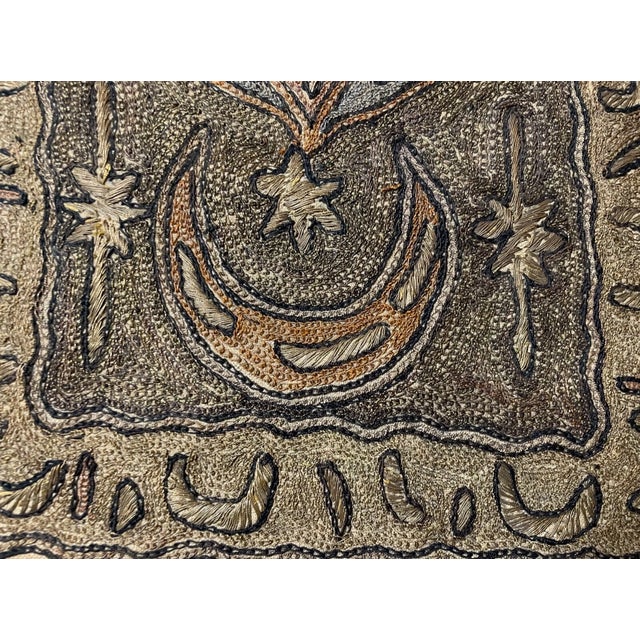 Antique 19th Century Middle Eastern Metal Thread Embroidery Needlepoint Art Mat For Sale - Image 4 of 13