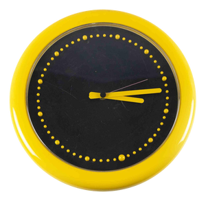 Vintage Yellow Wall Clock in Plastic, Italy, 1980s