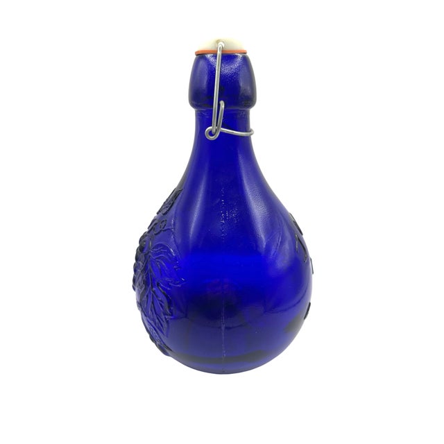 Italian Vintage Italian Casadis Milano Cobalt Blue "Jus De Fruits" Glass Jug For Sale - Image 3 of 12
