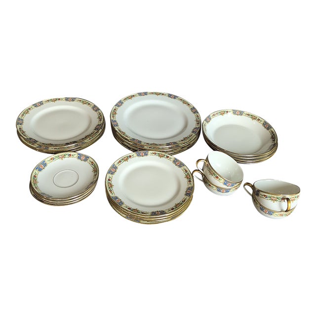Antique 24 Piece Limoges France Tressemane Vogt Dinnerware Set For Sale