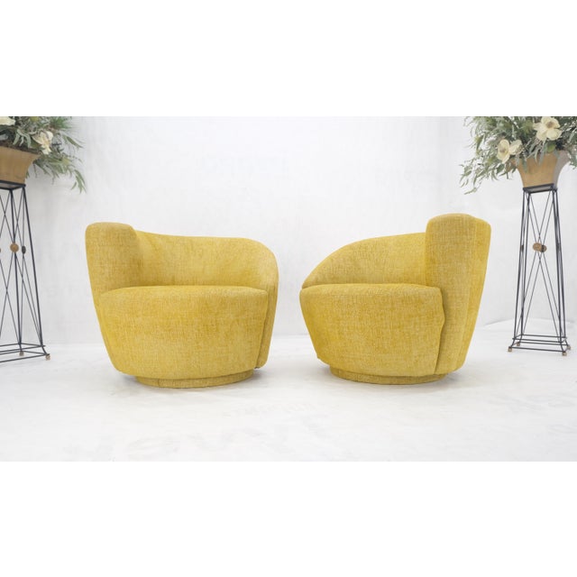 Vladimir Kagan for Directional Nautilus Chairs Yellow Gold - A Pair For Sale - Image 11 of 12