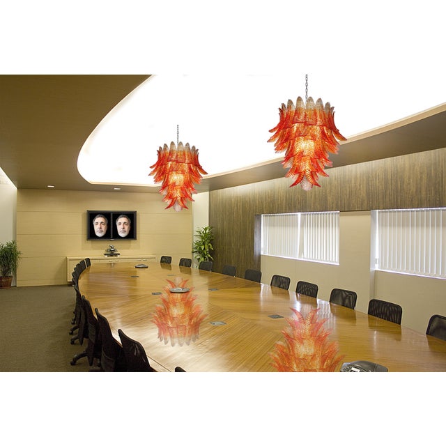 Italian Chandeliers with Leaves in the style of Barovier & Toso, Set of 2 For Sale - Image 16 of 17