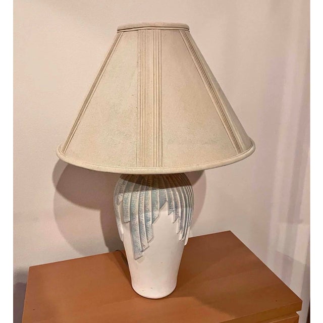 Antique White 1995 Vintage Signed Elite Postmodern Ceramic Table Lamp Base - Art Deco Revival For Sale - Image 8 of 8