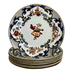 Set of 8 Antique Minton Imari Style Dinner Plates, 1910