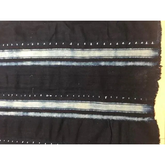 Textile Blue Striped Van Verre Fabric For Sale - Image 7 of 8