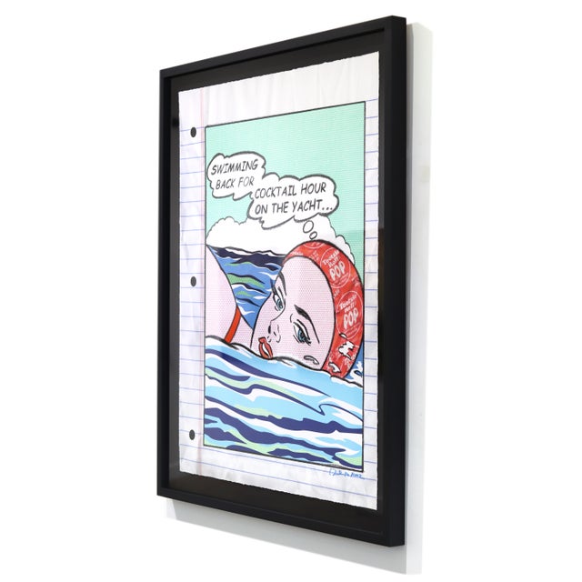 Contemporary The Yacht Life - Original Framed Luxury Pop Art Figurative Oil Pastel Artwork on Paper For Sale - Image 3 of 8