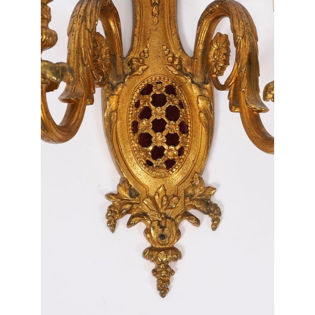 Copper Antique French Gilt Bronze Ormolu Wall Lights, 1800s, Set of 2 For Sale - Image 8 of 10