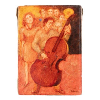Mimmo Andriuoli, Cellos and Bass, 1990s, Oil on Canvas For Sale
