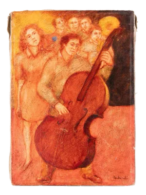 Mimmo Andriuoli, Cellos and Bass, 1990s, Oil on Canvas