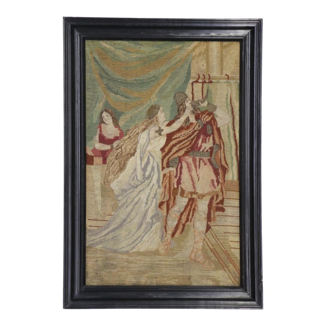 Antique English Needlepoint Tapestry 02'04 X 03'05 For Sale