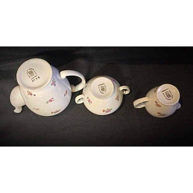 French Early 20th Century s.e.r France Porcelain Coffee Pot, Pitcher & Sugar Bowl Set- 3 Pieces For Sale - Image 3 of 9