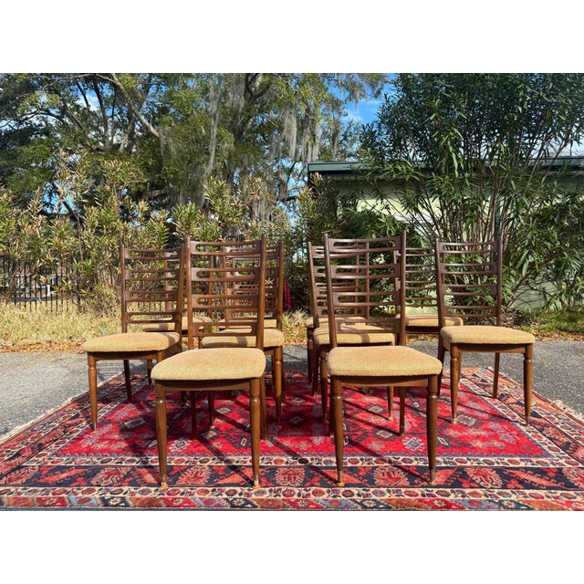 1960s Danish Modern Walnut Ladder Back Dining Chairs - A Set of 10 For Sale - Image 4 of 12
