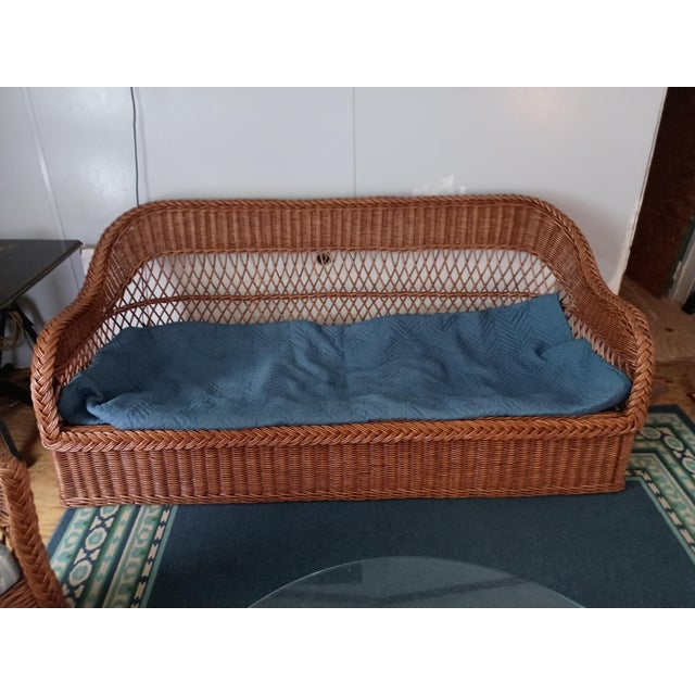 Brown Vintage Henry Link Wicker Furniture Set For Sale - Image 8 of 18