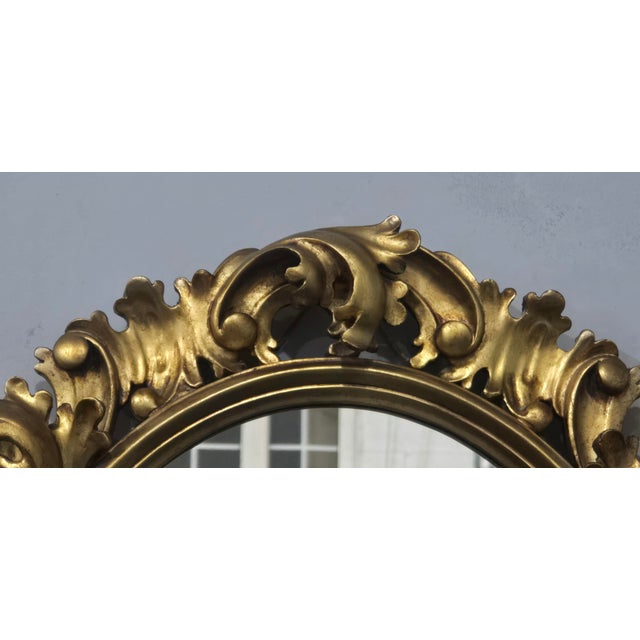 Large Deep Carved Oval Gilt Mirror, 1910 For Sale - Image 6 of 14