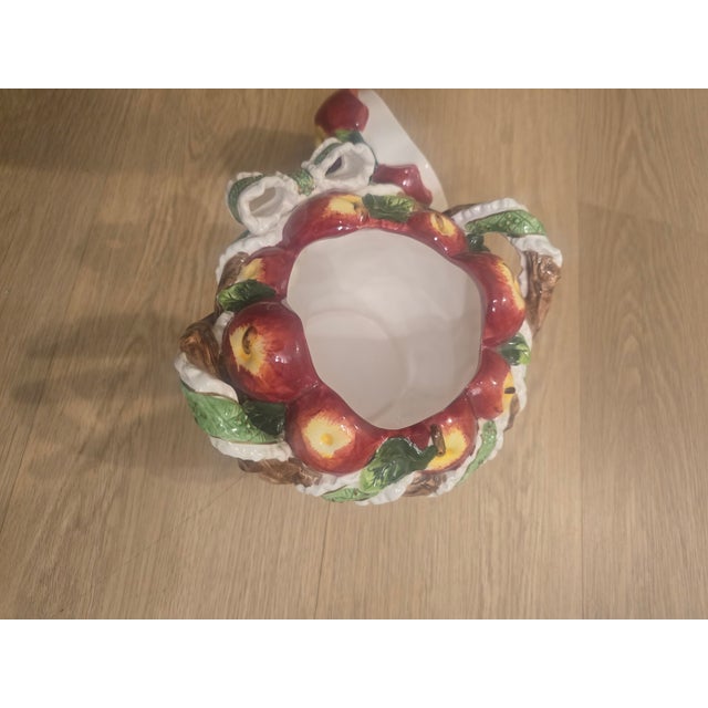 Contemporary Ceramic Decorative Bowl With 3d Red Apples Design For Sale - Image 3 of 6