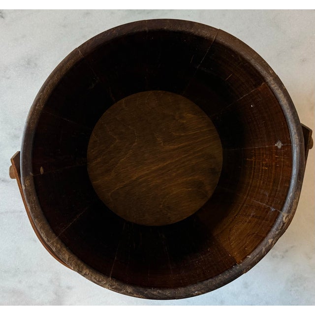 Brown Vintage Oak and Brass Bucket For Sale - Image 8 of 12