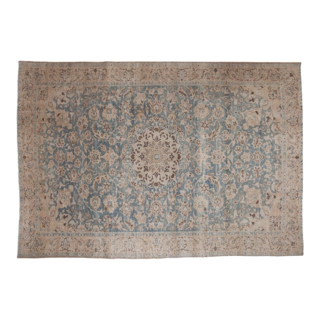 Vintage Distressed Tabriz Carpet - 7'5" x 10'9" For Sale
